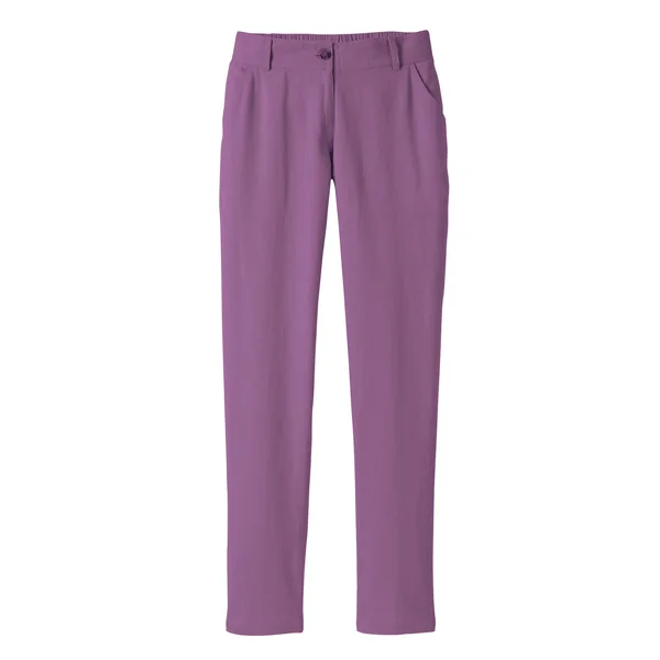Pantalon coupe mom coton-lin uni, violet grisé