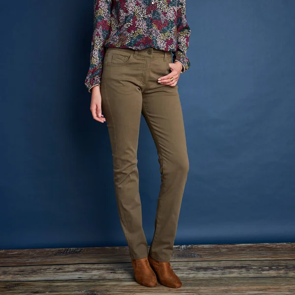 Pantalon droit gainant - grande stature entrej. 78 cm, vert olive