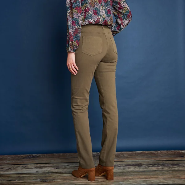 Pantalon droit gainant - grande stature entrej. 78 cm, vert olive