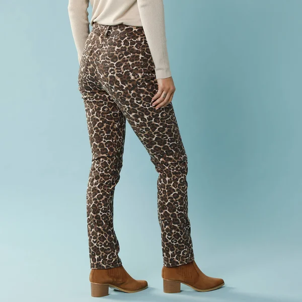 Pantalon droit imprimé léopard, Spécial Petites, taupe / chocolat
