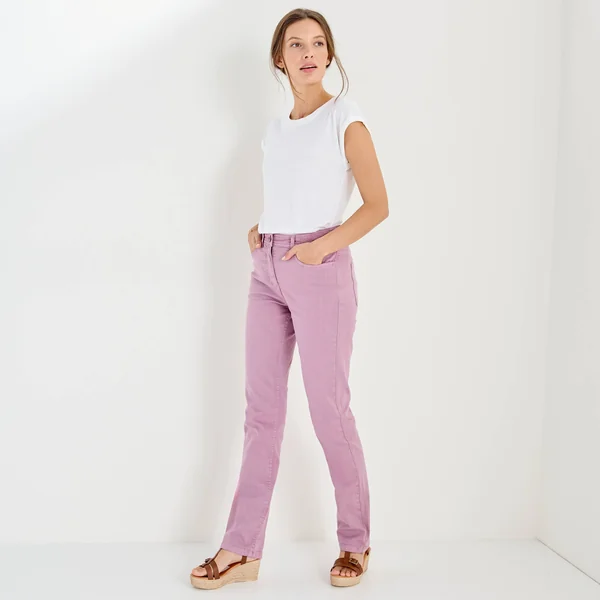 Pantalon droit sculptant, renfort gainant, lilas
