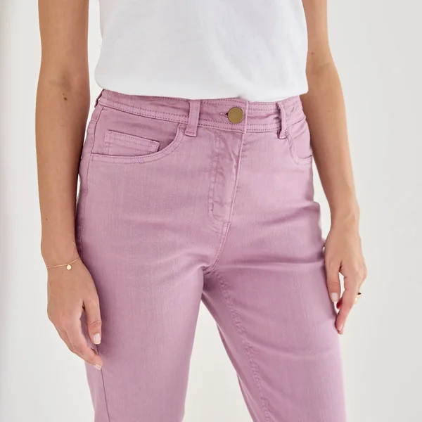 Pantalon droit sculptant, renfort gainant, lilas