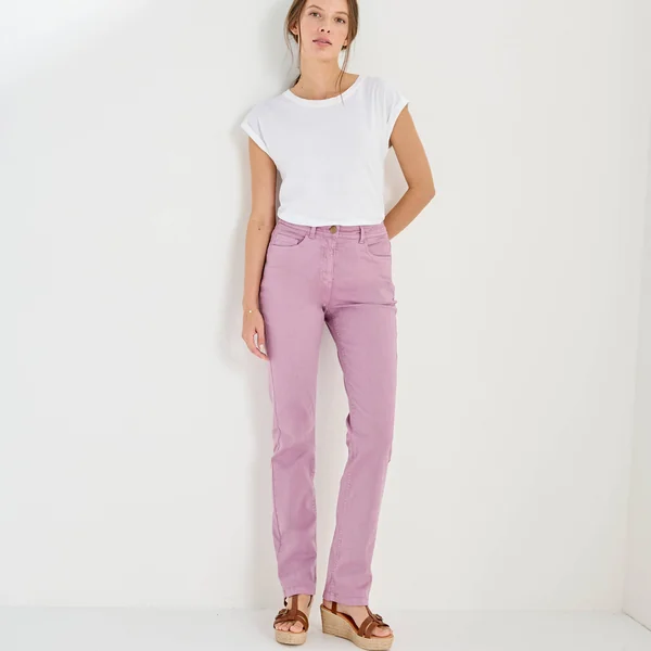 Pantalon droit sculptant, renfort gainant, lilas