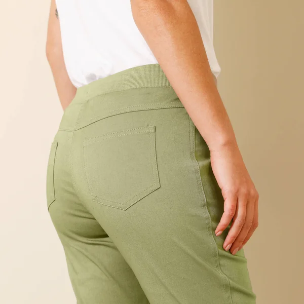 Pantalon droit "ultra confort" taille élastiquée, vert tilleul