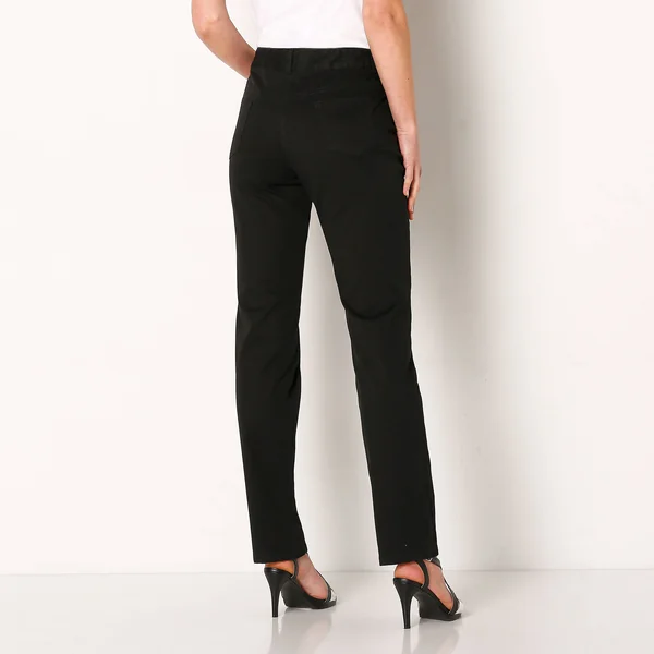 Pantalon effet ventre plat, coton stretch, noir
