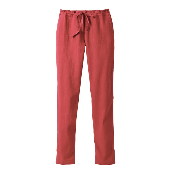 Pantalon fuselé fluide, lin-coton, bois de rose