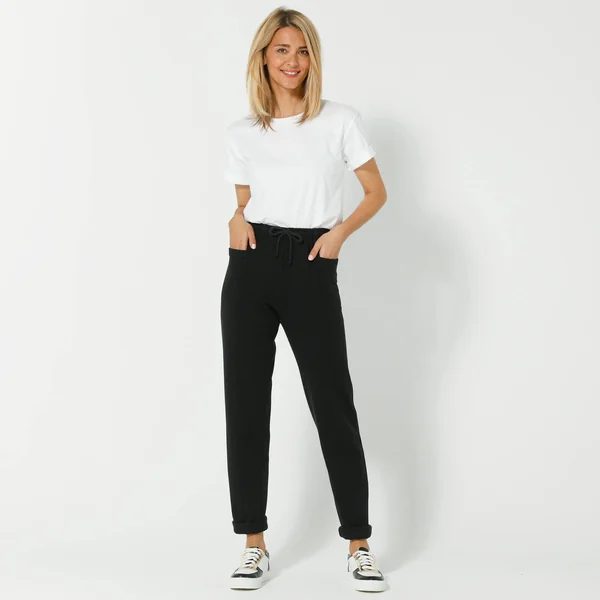 Pantalon jogging, molleton gratté, noir