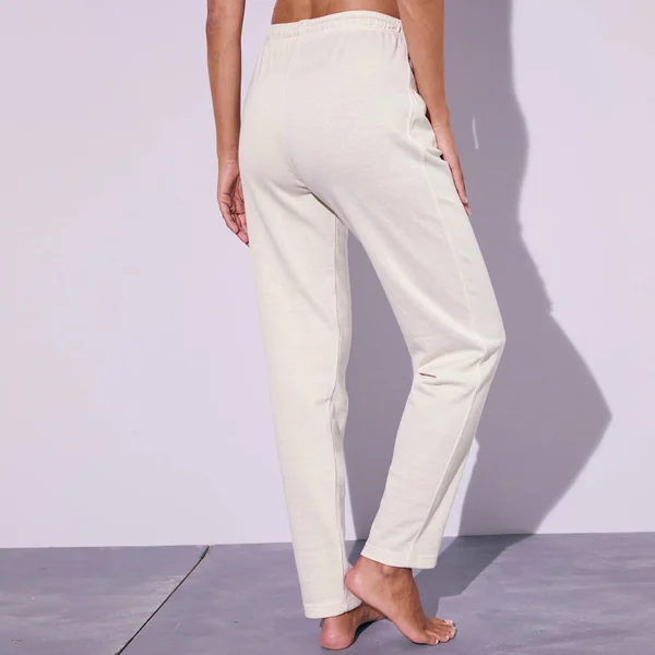 Pantalon jogging, molleton gratté, écru