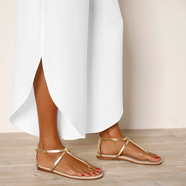 Pantalon large, bas fendus, blanc