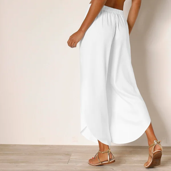 Pantalon large, bas fendus, blanc
