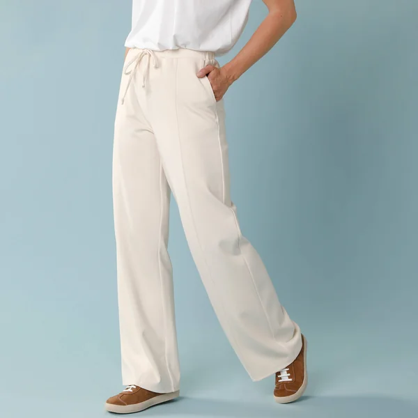 Pantalon large spécial Petites en maille fluide, écru