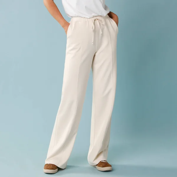 Pantalon large spécial Petites en maille fluide, écru