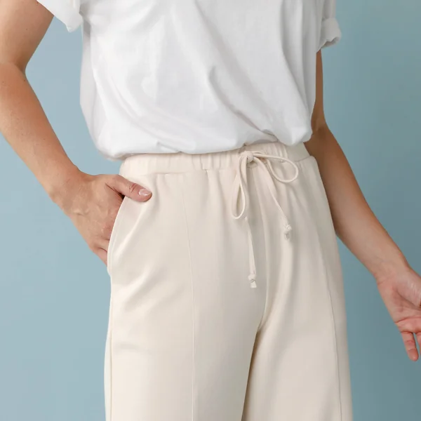 Pantalon large spécial Petites en maille fluide, écru