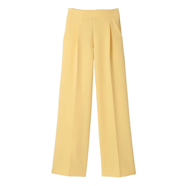 Pantalon large à pinces taille haute, uni, vanille