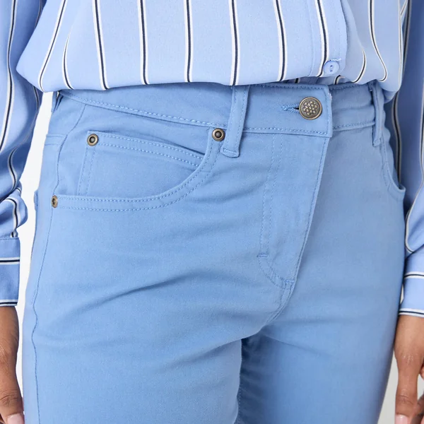 Pantalon sculptant, 5 poches, bleu grisé