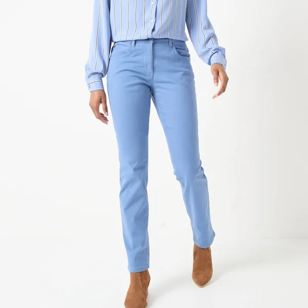 Pantalon sculptant, 5 poches, bleu grisé