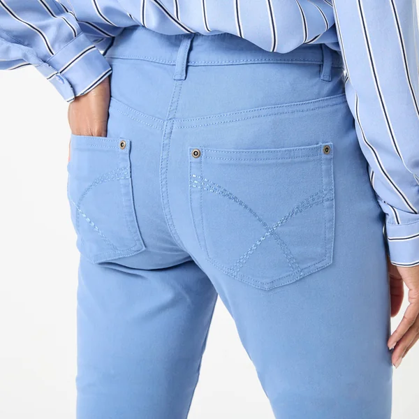 Pantalon sculptant, 5 poches, bleu grisé