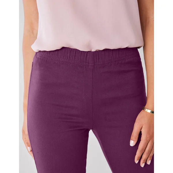 Pantalon sculptant, ceinture ventre plat, prune