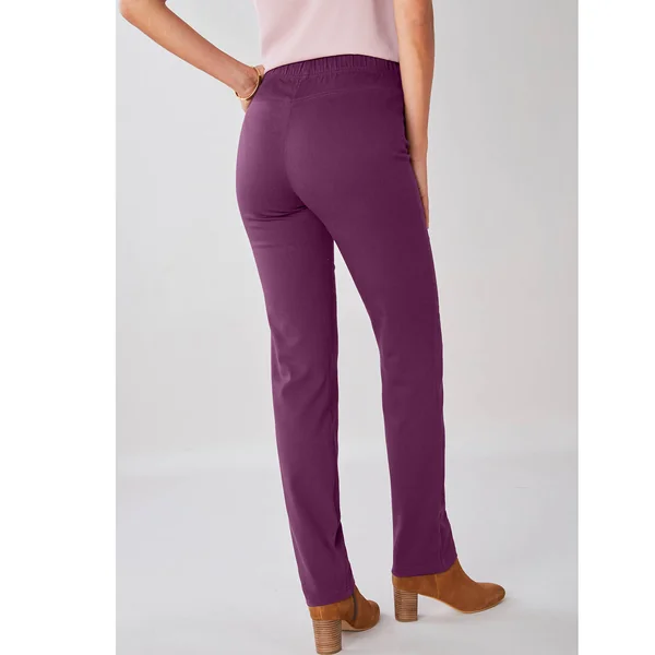 Pantalon sculptant, ceinture ventre plat, prune