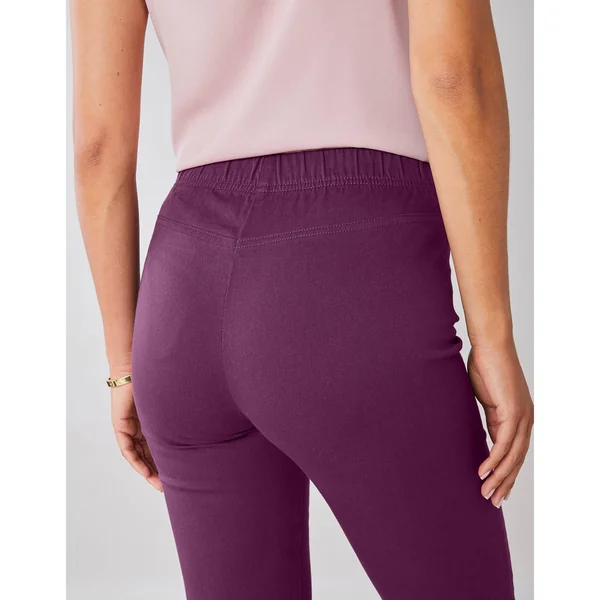 Pantalon sculptant, ceinture ventre plat, prune