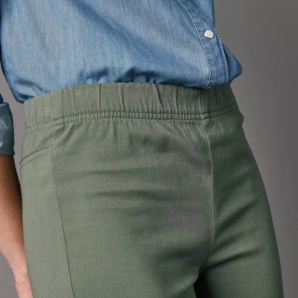 Pantalon sculptant, ceinture ventre plat, vert mousse