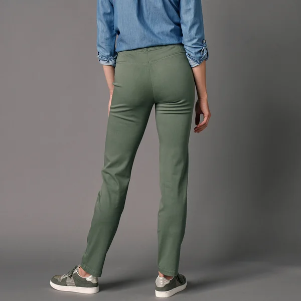Pantalon sculptant, ceinture ventre plat, vert mousse