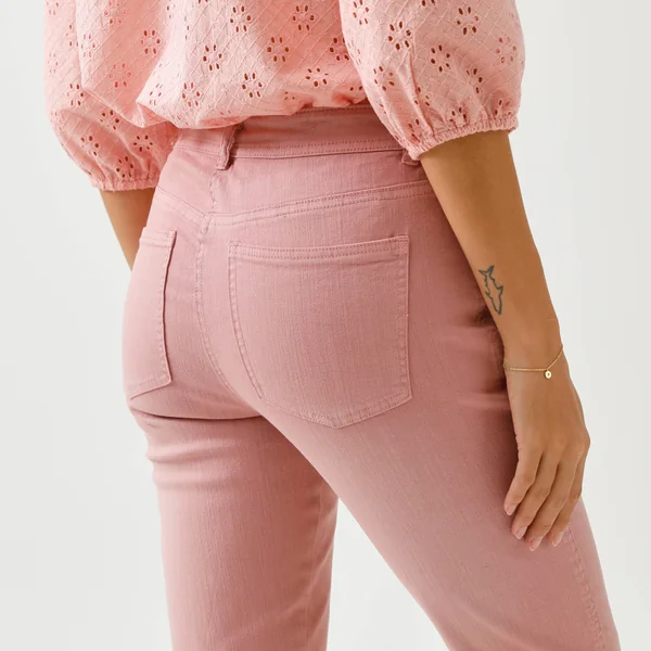 Pantalon slim, taille haute, grande stature, bois de rose