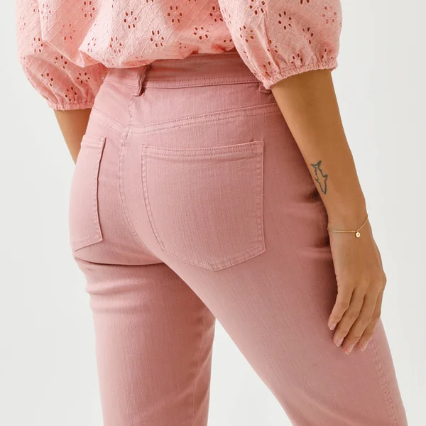 Pantalon slim, taille haute, petite stature, bois de rose