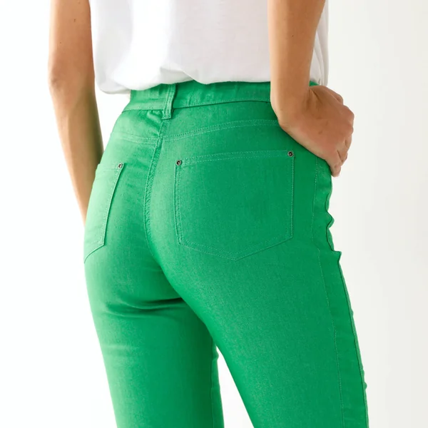Pantalon stretch coutures affinantes, vert menthe