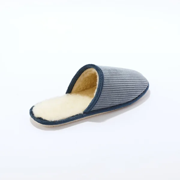Pantoufles mules velours., bleu jean