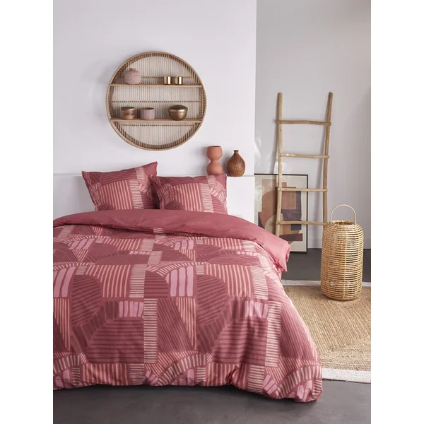 PARURE 160X210CM ET TAIE OREILLER 65X100CM 57 FILS BORDEAUX