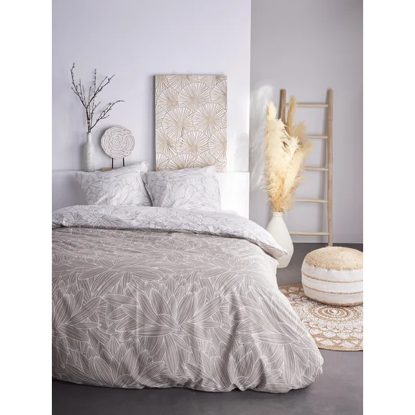 PARURE 160X210CM ET TAIE OREILLER 65X100CM 57 FILS GRIS
