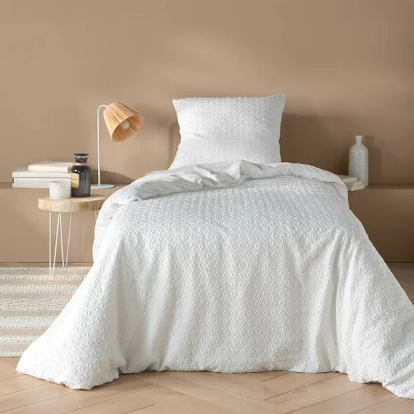 PARURE 2 P. 140X200CM MICROFIBRE UNIE GAUFREE LITEA