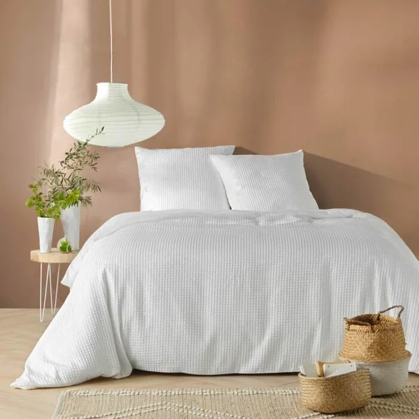 PARURE 3 P. 240X220CM MICROFIBRE UNIE GAUFREE ABELIA