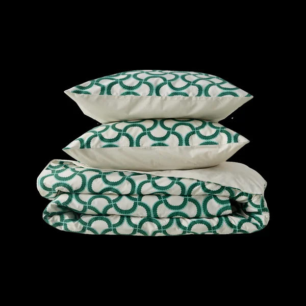 Parure de lit coton bio Jardin Urbain - Vert Feuille - 260 x 240 cm