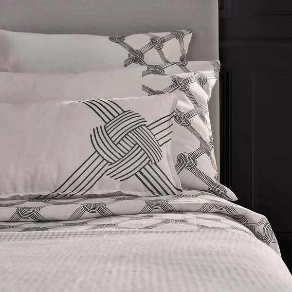 Parure de lit coton lin Grand Hôtel - Galuchat/Carbone - 240 x 220 cm