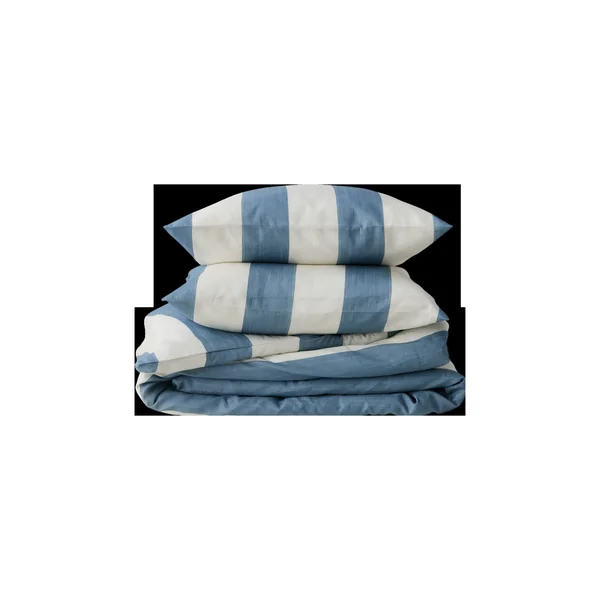 Parure de lit coton lin Oyat - Bleu gris - 260 x 240 cm