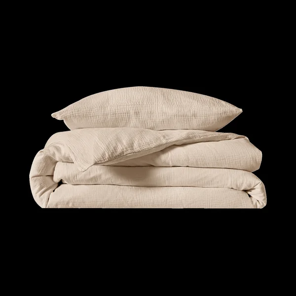 Parure de lit enfant gaze de coton bio Lou - Beige - 140 x 200 cm