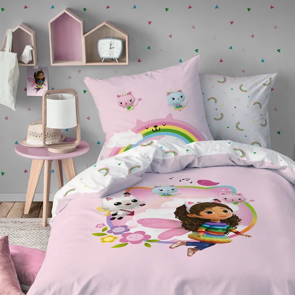 Parure de lit Gabby et la Maison magique® coton, rose / blanc
