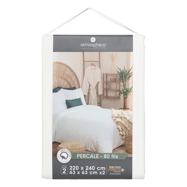 PARURE UNI PERCALE BLANC 240X220CM