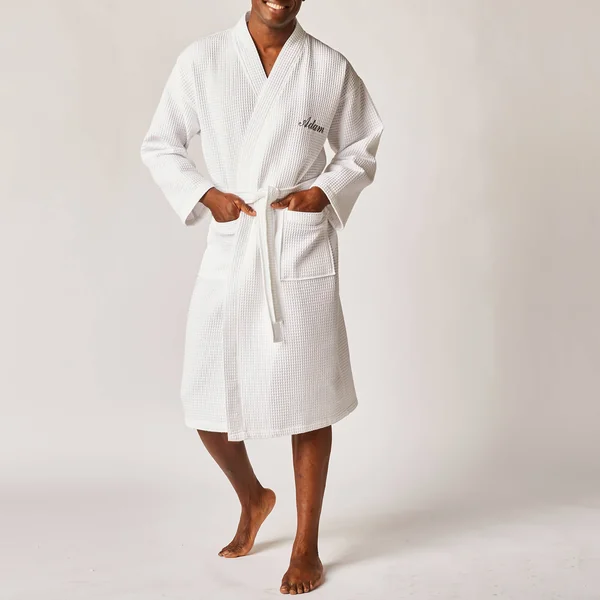 Peignoir col kimono mixte nid d’abeille Colombine®, 240g/m2, blanc