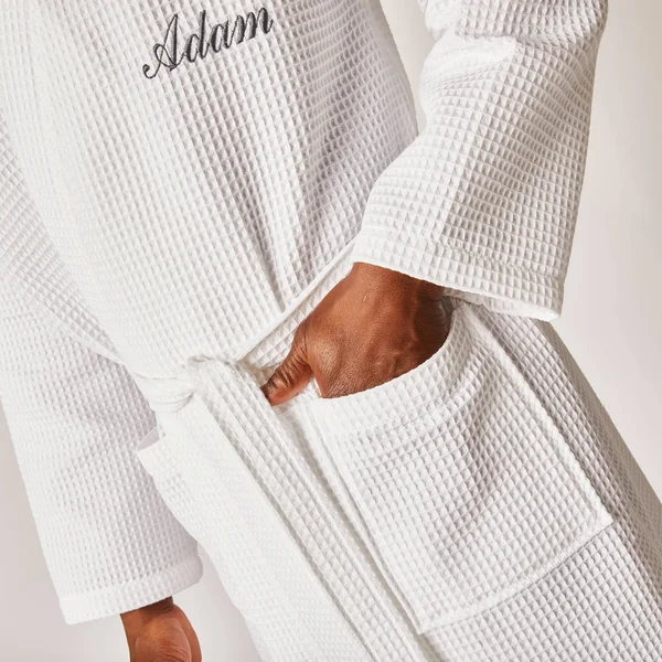 Peignoir col kimono mixte nid d’abeille Colombine®, 240g/m2, blanc