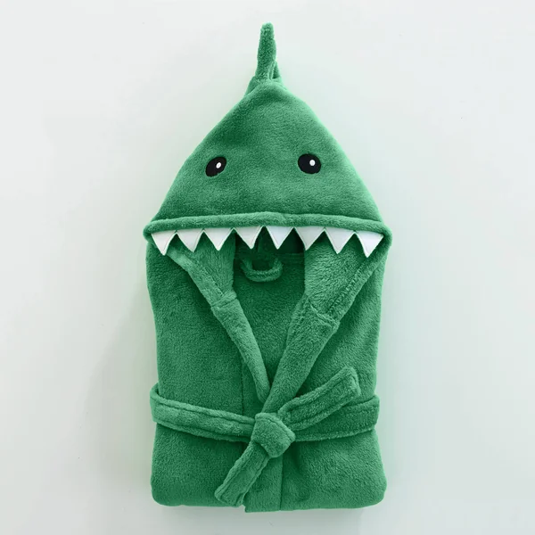 Peignoir de bain enfant dinosaure à capuche microfibre toute douce, vert