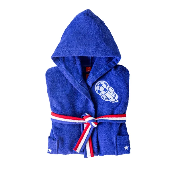 Peignoir de bain enfant foot à capuche éponge coton - 340 g/m², bleu dur