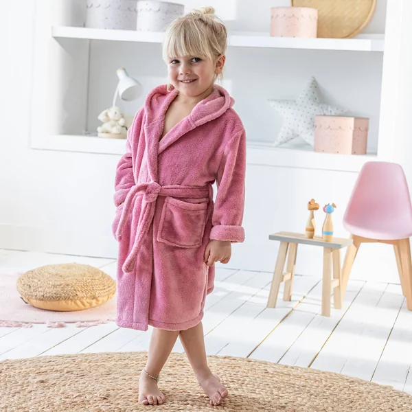 Peignoir de bain enfant licorne à capuche microfibre toute douce, rose