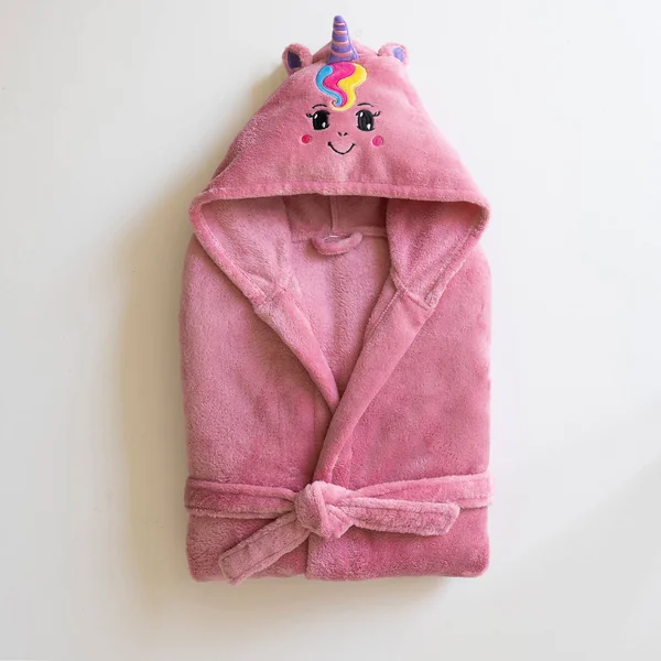 Peignoir de bain enfant licorne à capuche microfibre toute douce, rose