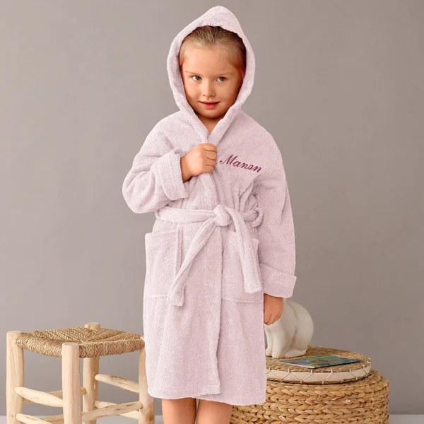 Peignoir enfant éponge à capuche personnalisable , rose