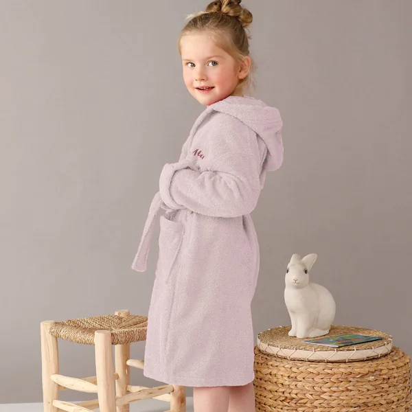 Peignoir enfant éponge à capuche personnalisable , rose