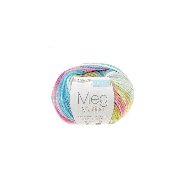 PELOTE DE FIL TRICOT MEG ACRYLIQUE MULTICOLORE 50G