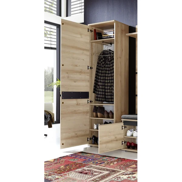 Penderie contemporaine coloris hêtre Yanice | Matelpro